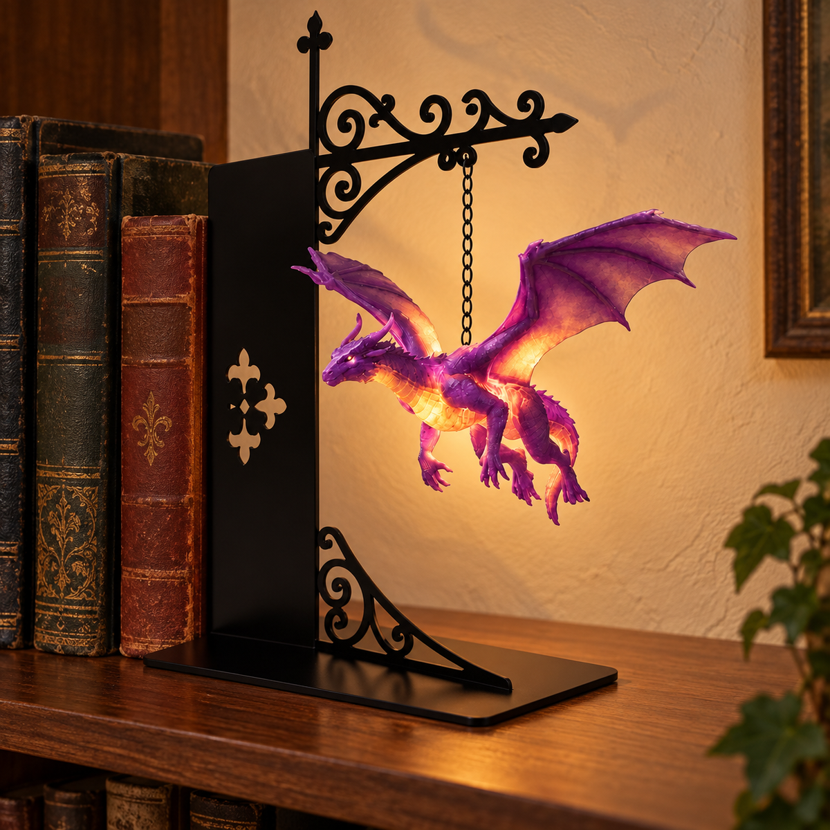 Violet Dragon Shelf Lamp